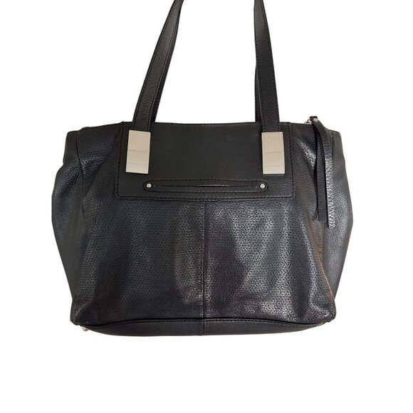 B. Makowsky Tessa Black Saffiano Pebbled Leather Tote Handbag Purse - Picture 5 of 10